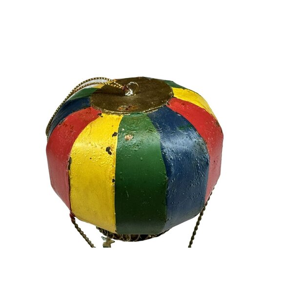 Hot Air Balloon Ornament Metal Santa w Christmas Tree Teddy Colorful Resin Top - Picture 3 of 4